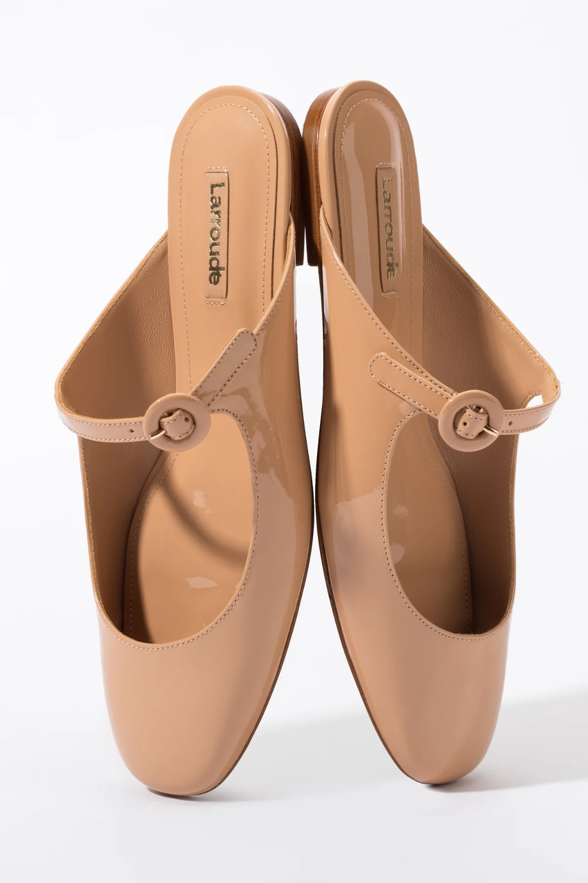 Blair Flat Mule In Tan Patent Leather