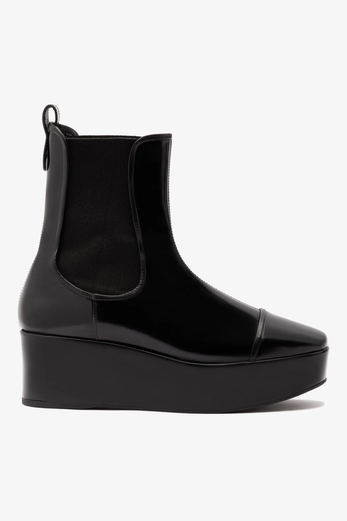Dani Chelsea Flatform Boot In Black Box Leather