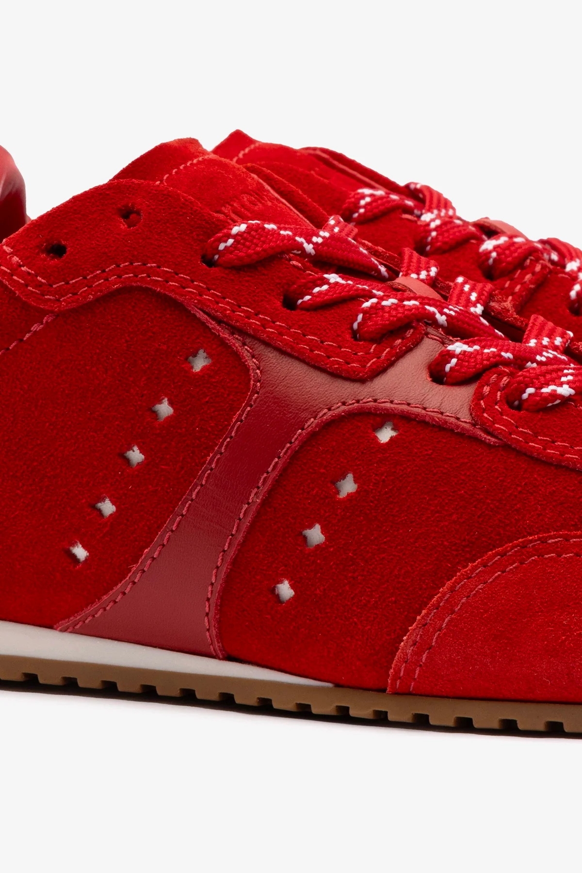 Stella Sneaker In Scarlet Suede and Blood Red Leather