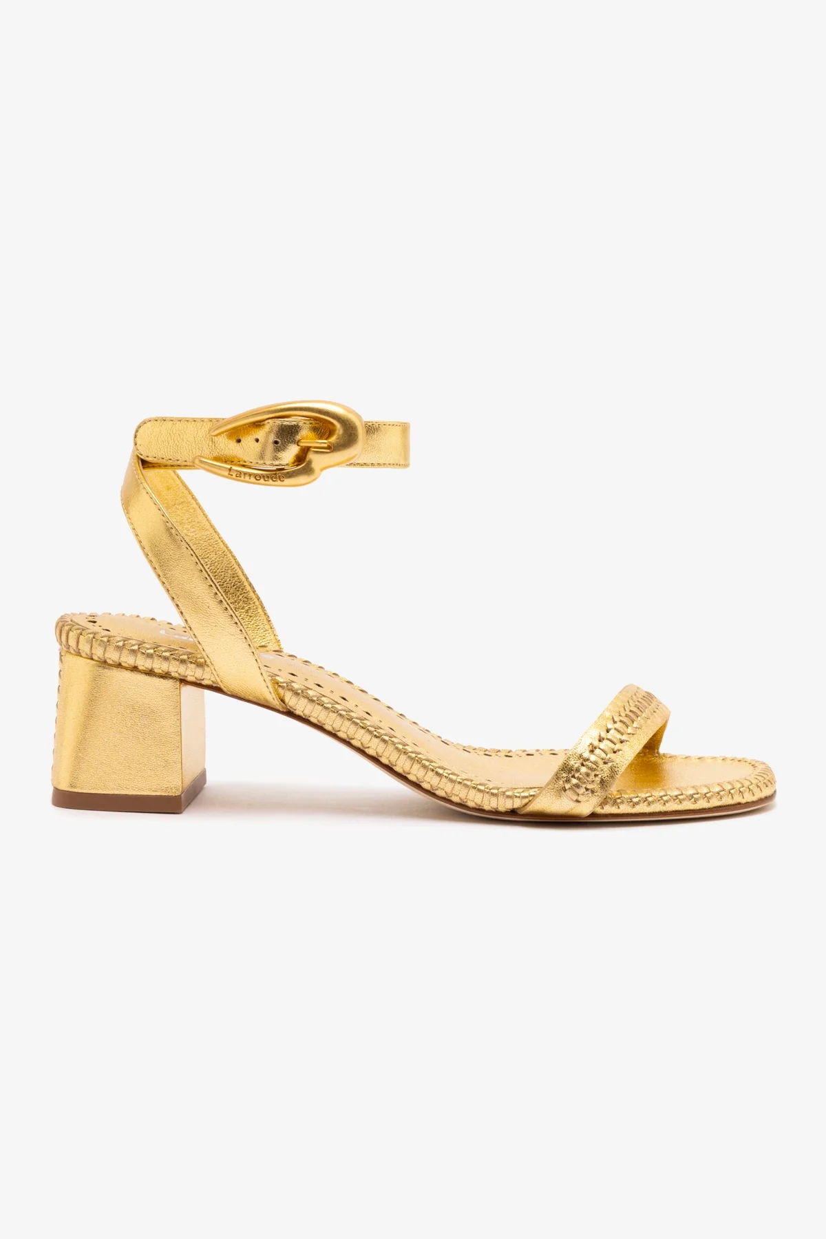 Verona Block Sandal In Gold Metallic Leather