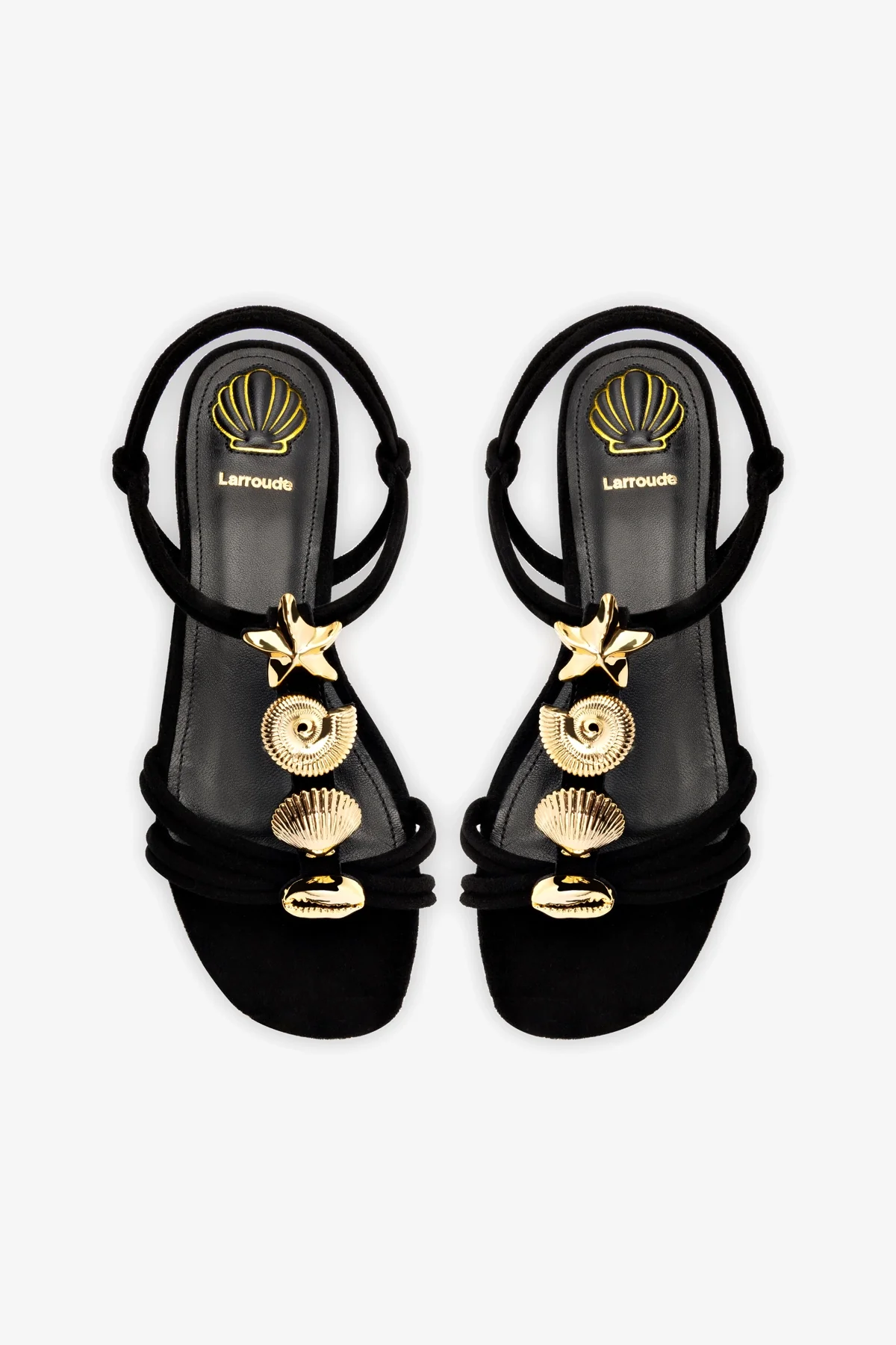 Shelly Flat Sandal In Black Suede