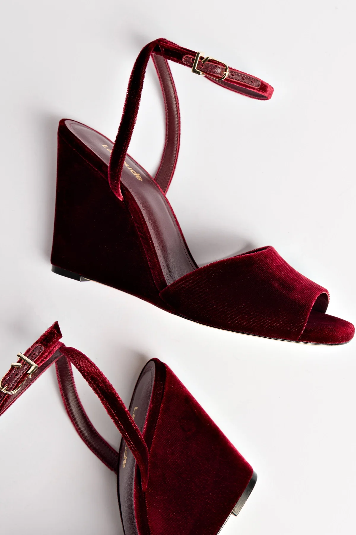 Yves Wedge In Wine Velvet