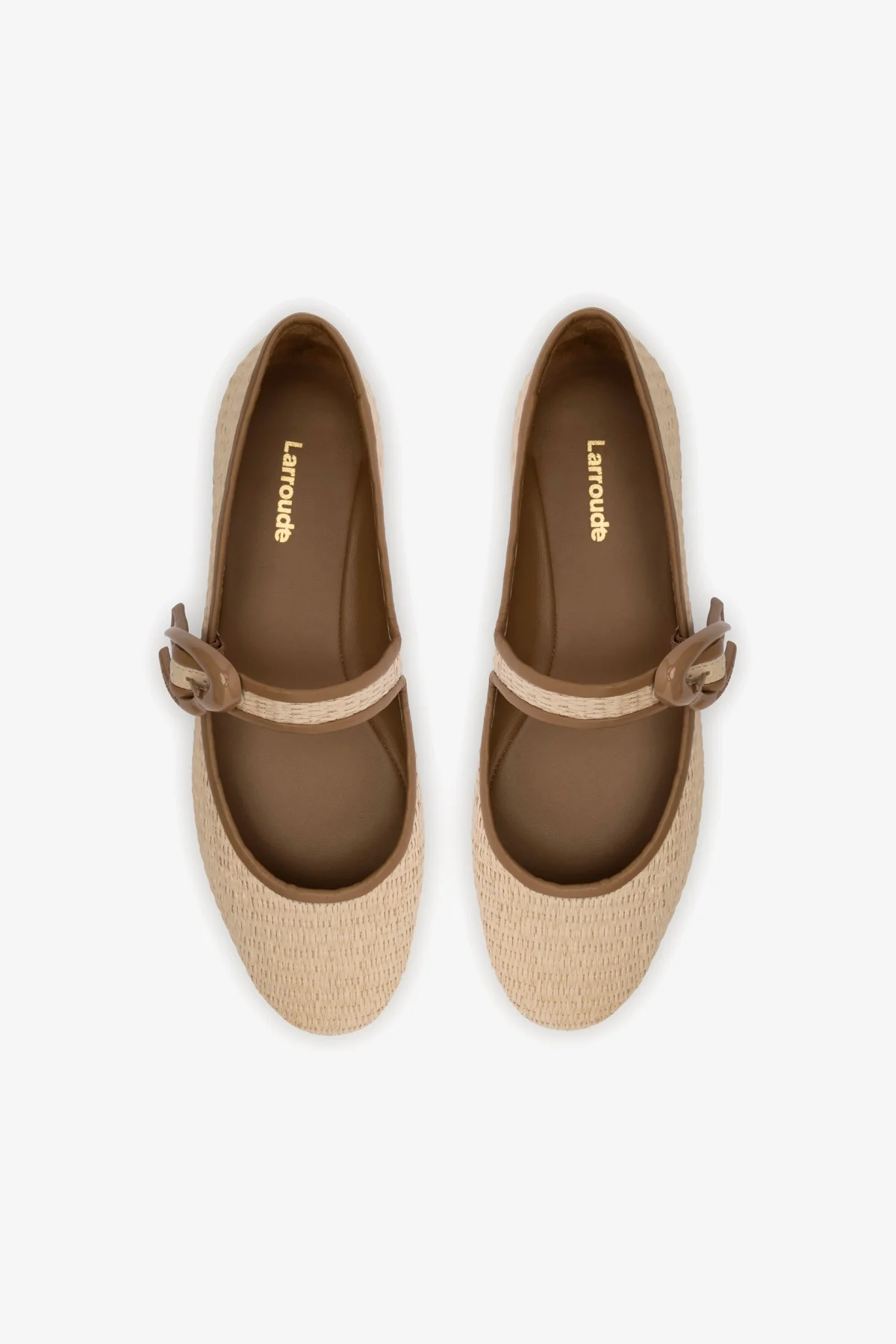 Verona Ballet Flat In Natural Raffia and Hazelnut Trimming
