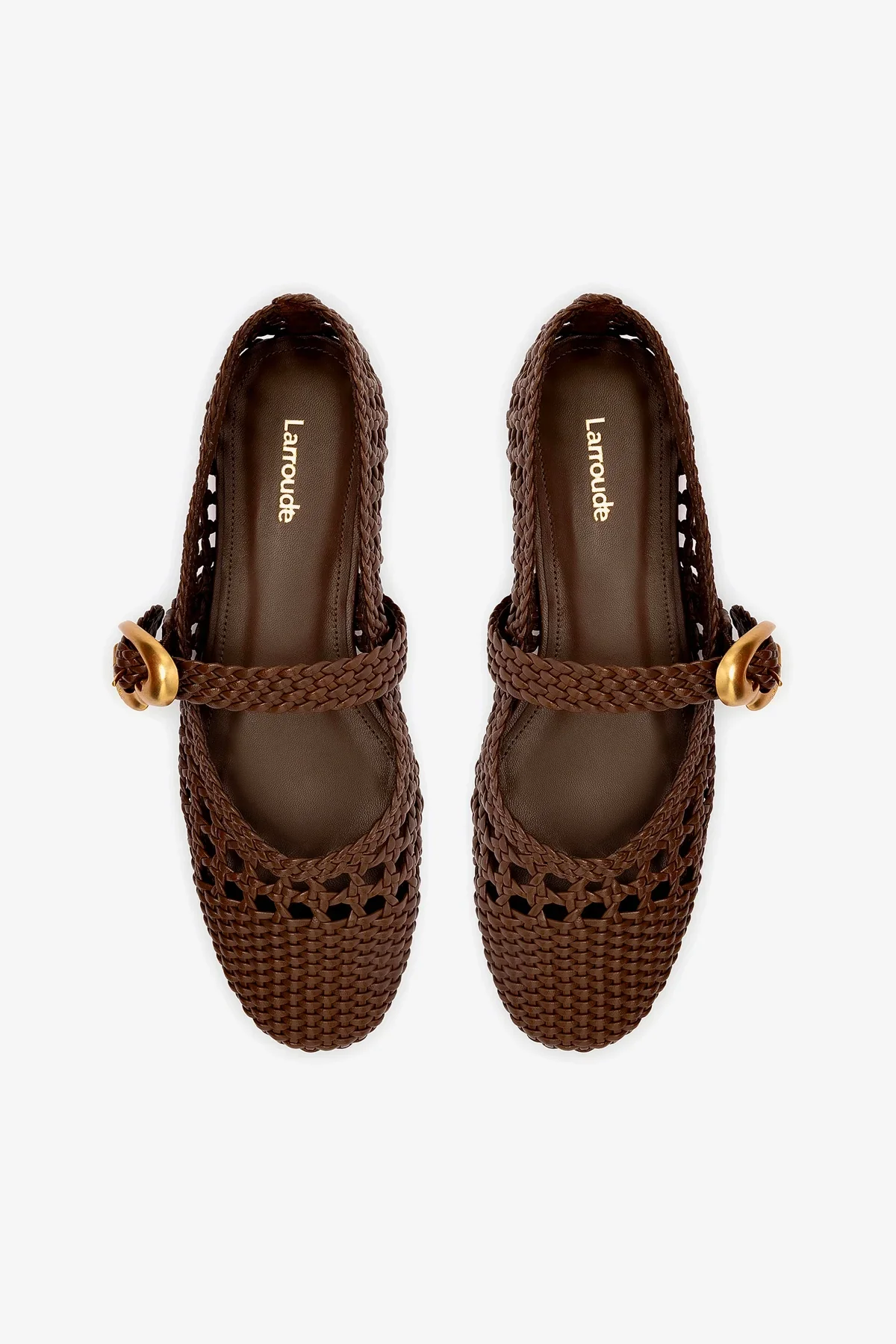 Verona Macrame Ballet Flat In Burnt Umber Leather