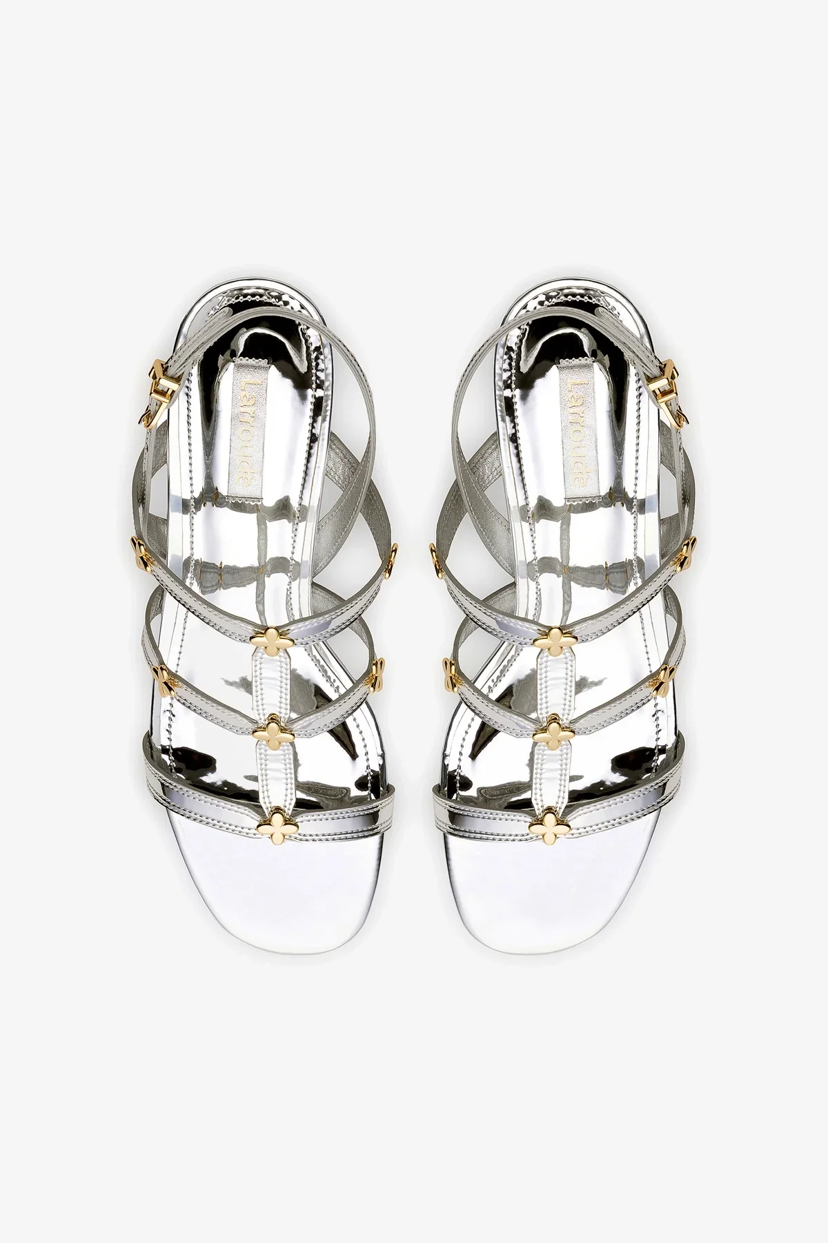 Harmony Block Sandal In Silver Specchio
