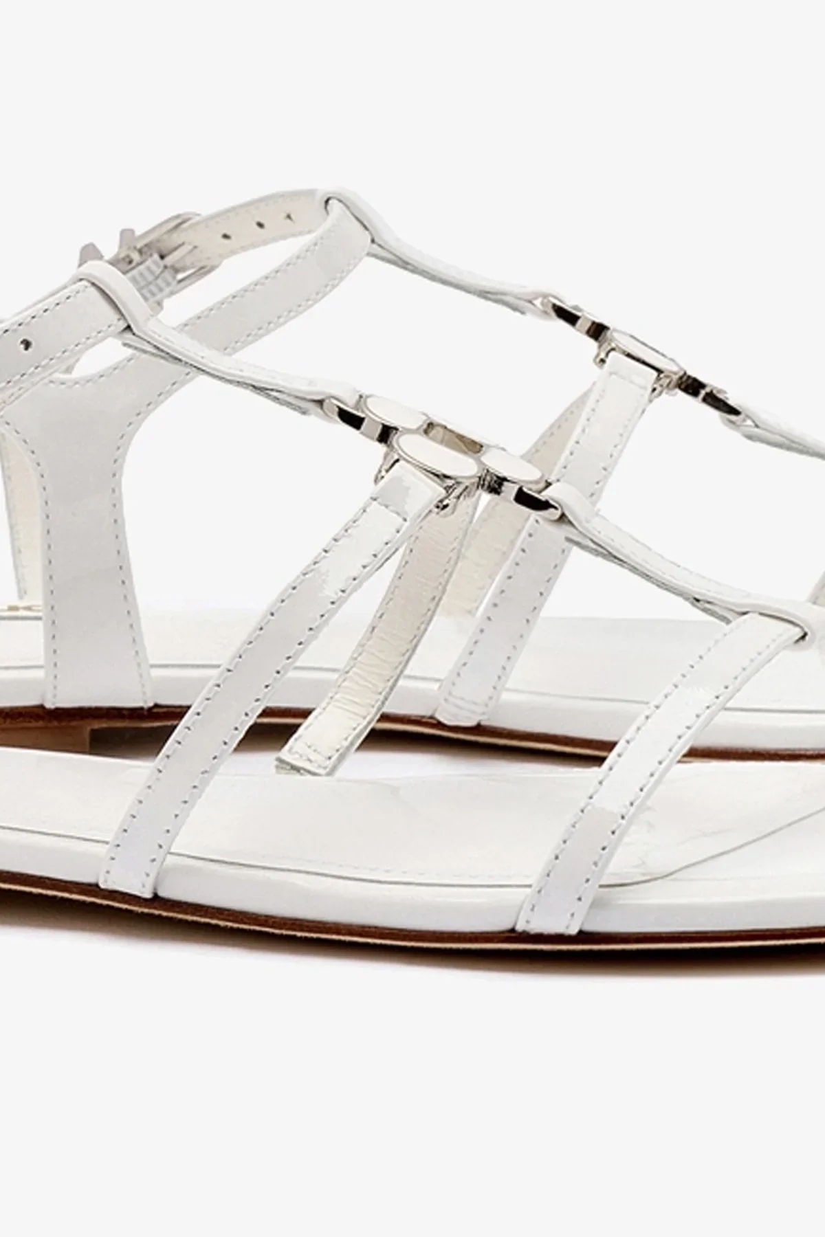 Hana Flat In White Patent Leather