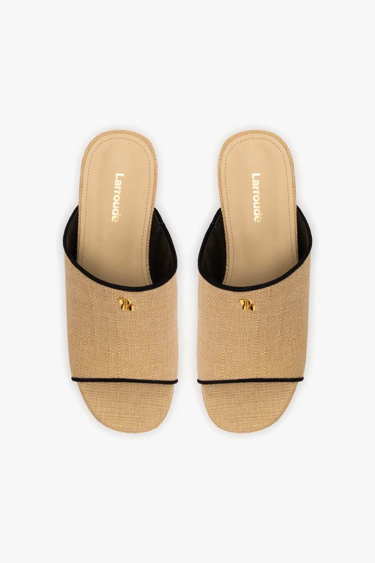 Charli Mule In Beige Raffia and Black Trimming