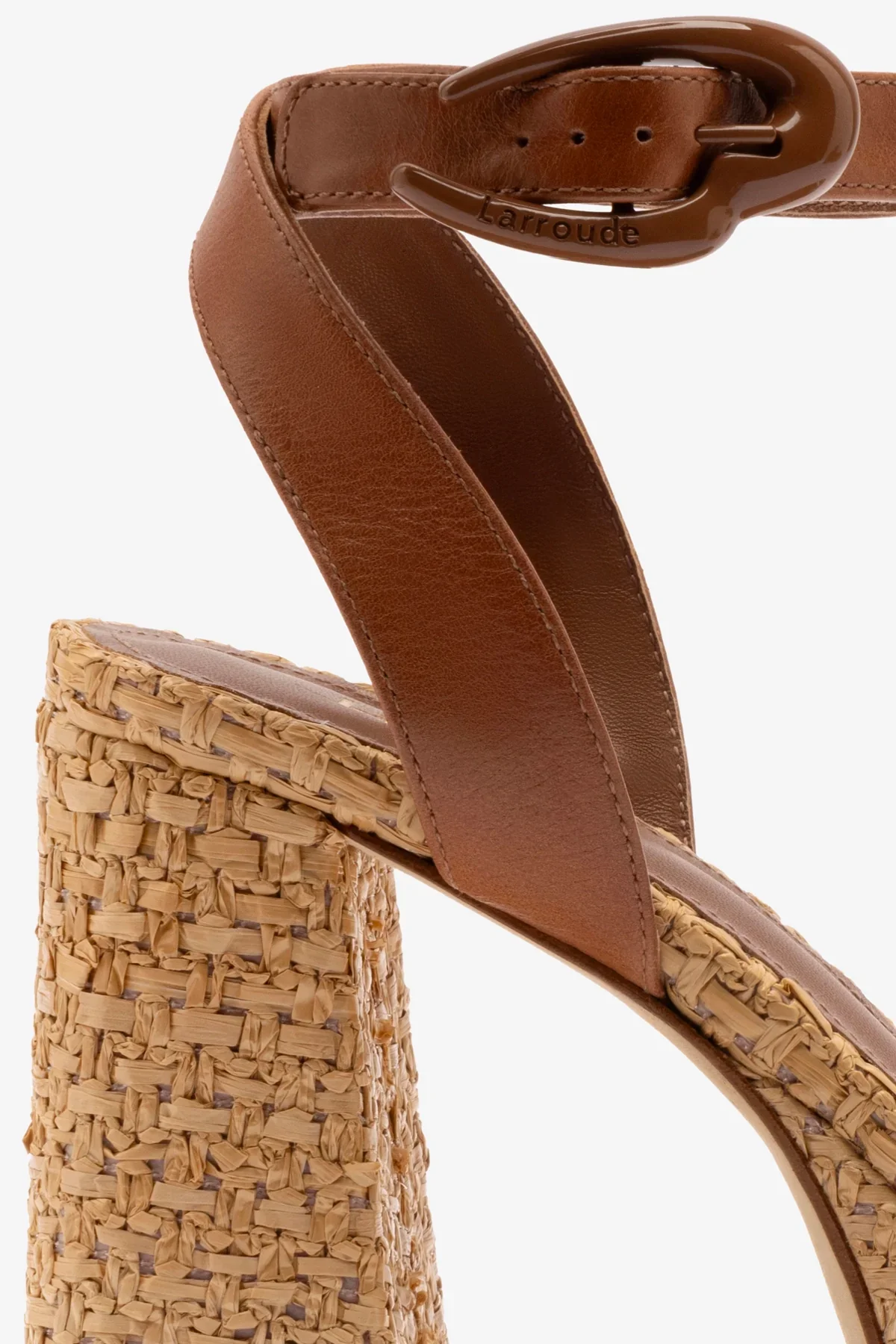 Dolly Verona Sandal In Caramel Leather and Natural Raffia