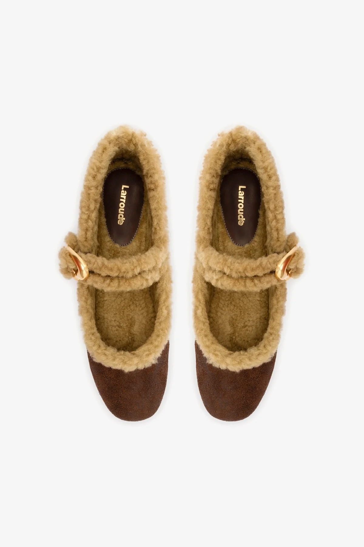 Verona Ballet Flat In Cocoa Leather And Natural Shearling