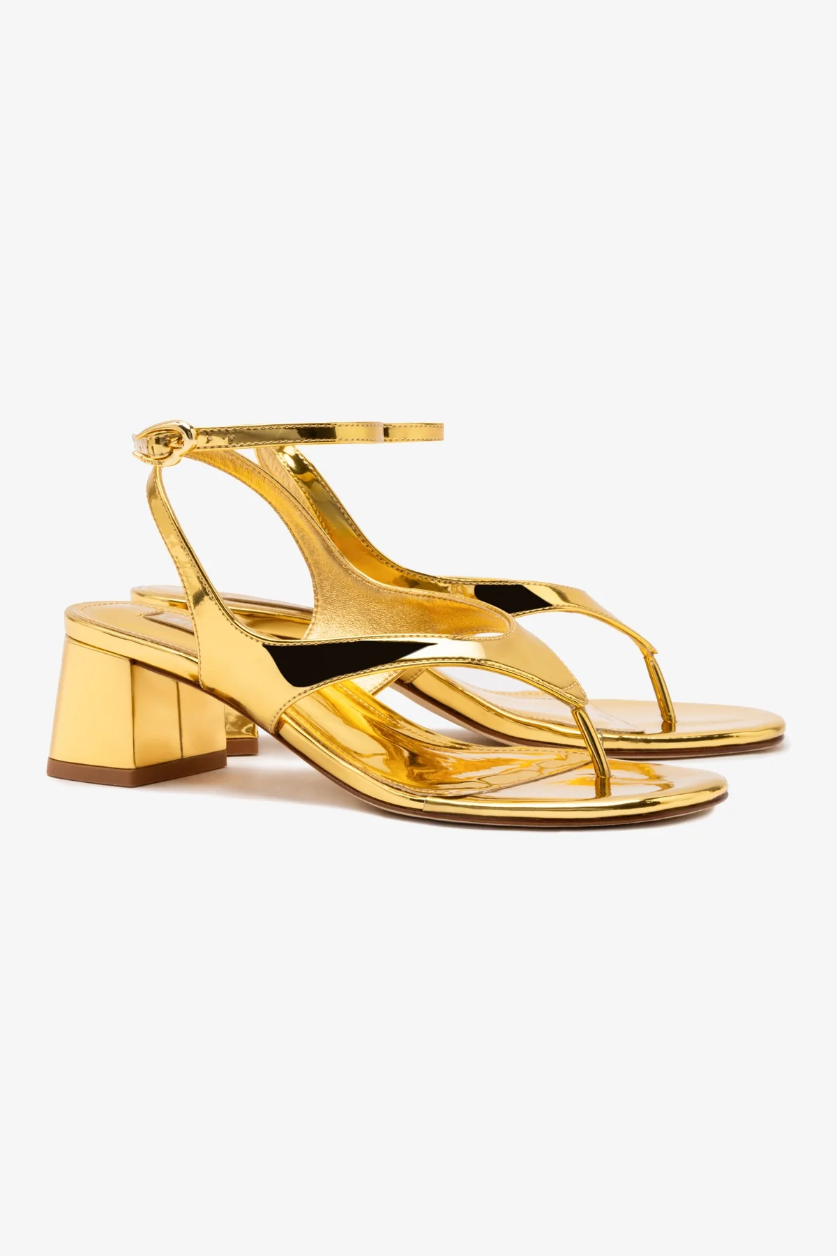 Gaia Block Sandal In Gold Specchio