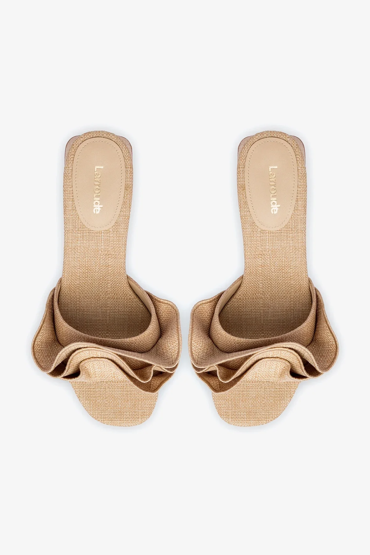 Brigitte Ruffle Mule In Beige Raffia