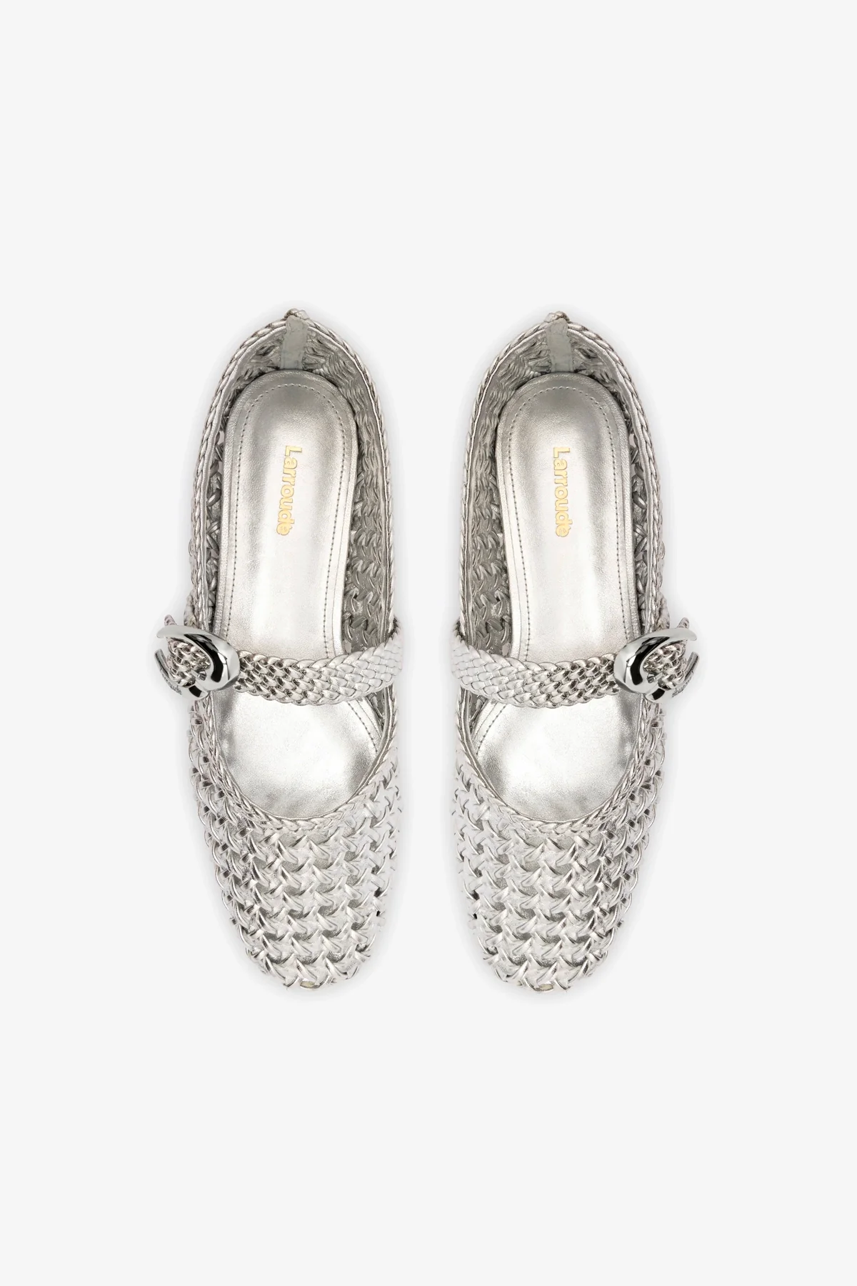 Verona Macrame Ballet Flat In SIlver Metallic Leather