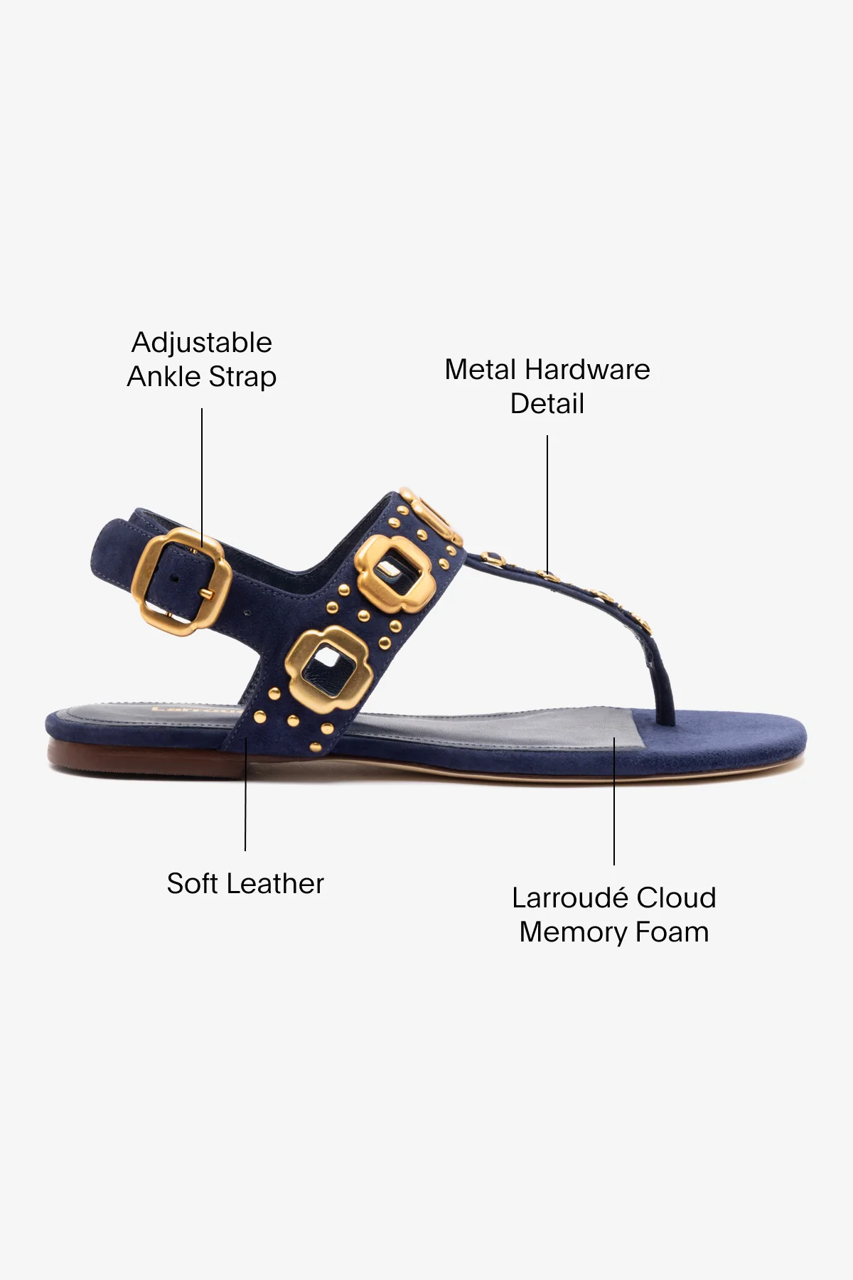Milan Studs Thong Sandal In Navy Suede