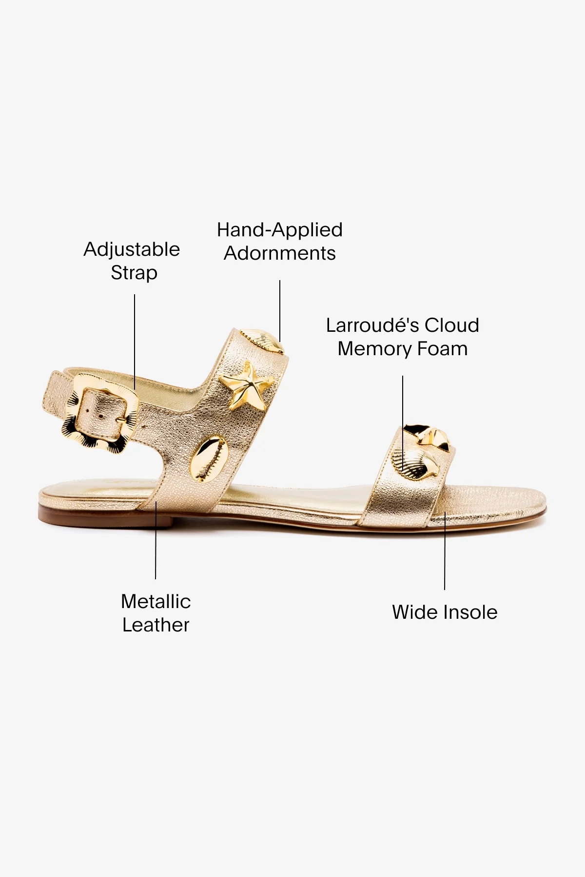 Madison Flat In Gold Metallic Leather