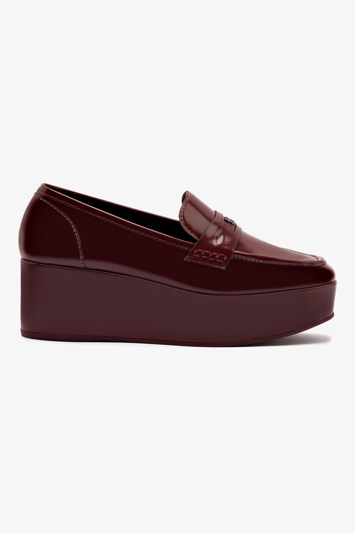 Suki Flatform Loafer In Burgundy Box Leather