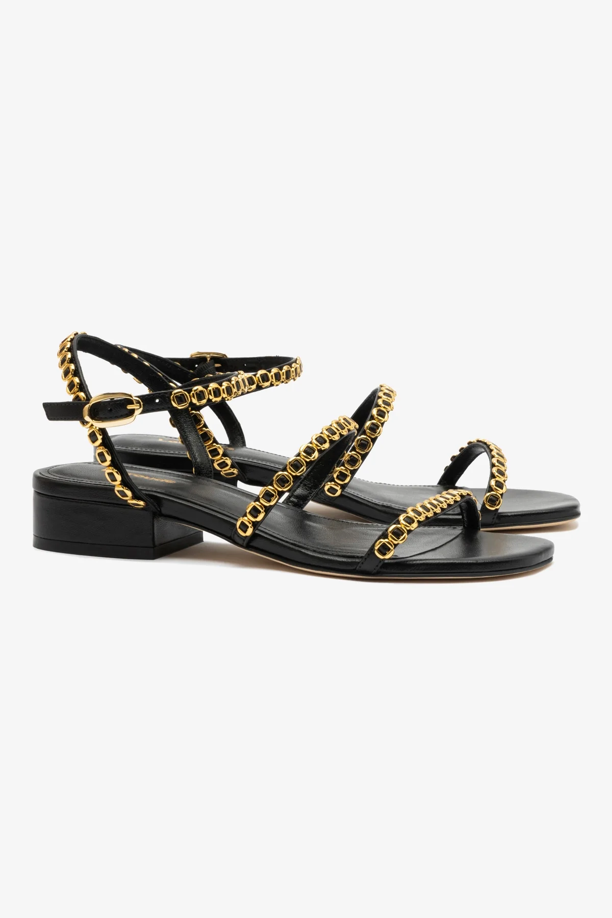 Milanina Flat Sandal In Black Leather
