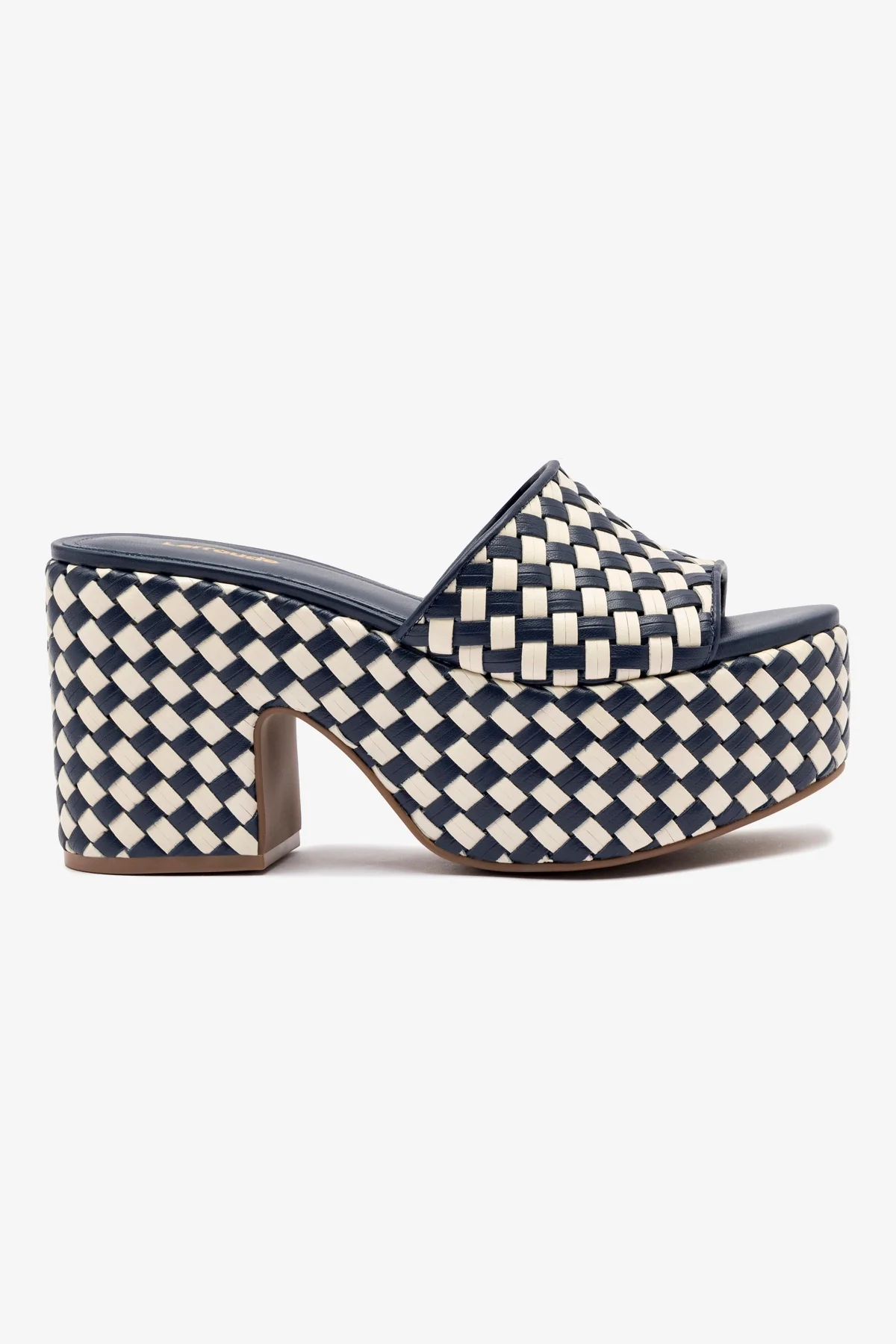 Miso Platform Sandal In Navy and Ivory Leather
