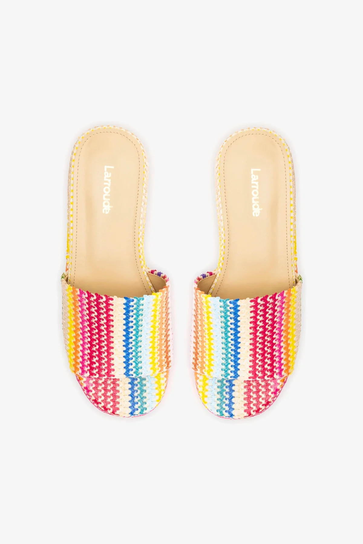 Alex Flatform Mule In Rainbow Raffia