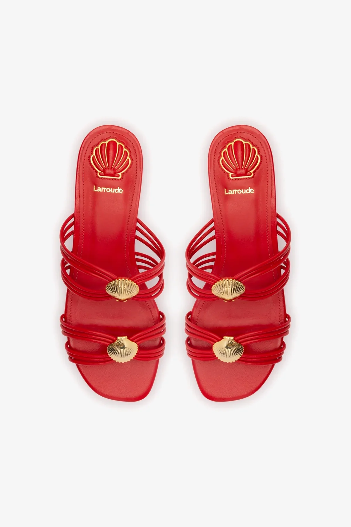 Shelly Flat Mule In Scarlet Leather