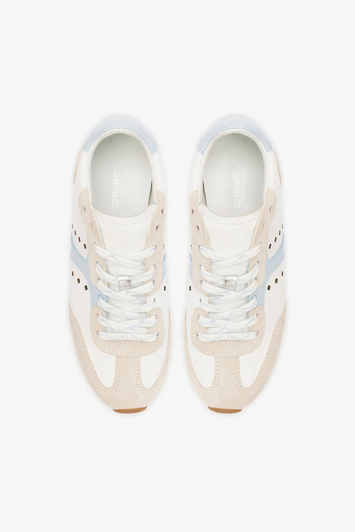 Stella Sneaker In Grey Suede, White Leather and Silver Metallic Leather