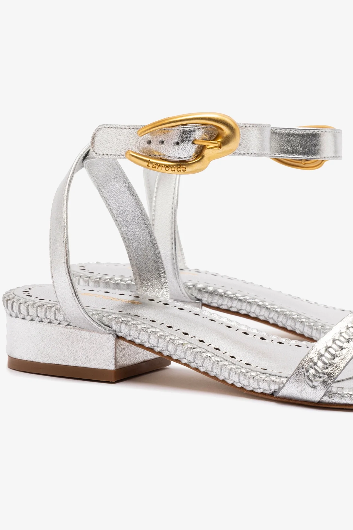 Verona Flat Sandal In Silver Metallic Leather