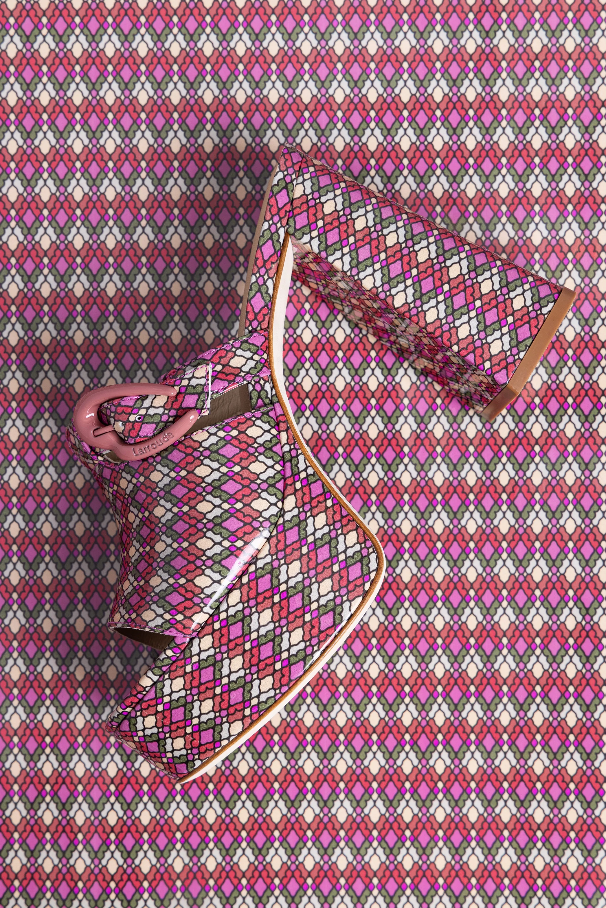 Dolly Verona Mule In Pink Vichy Patent Leather