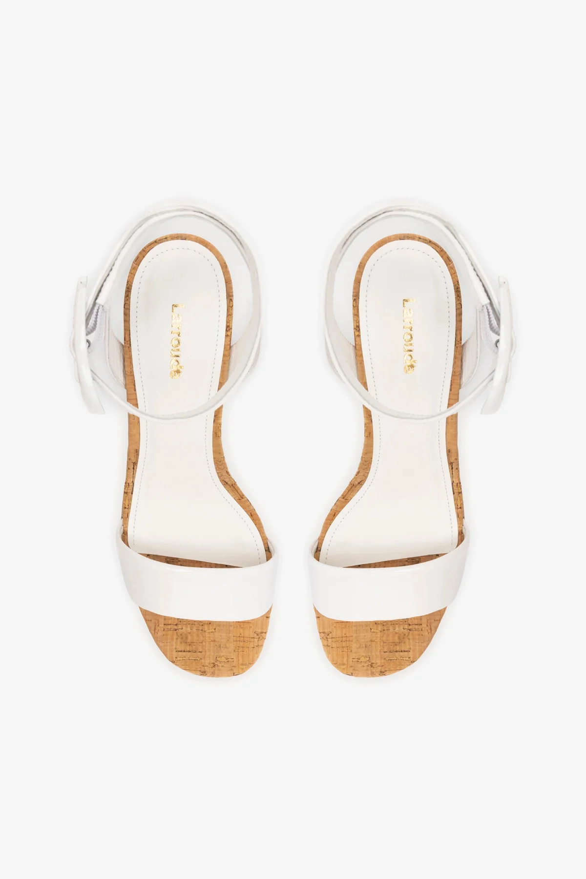 Dolly Verona Low Sandal In White Patent Leather and Natural Cork