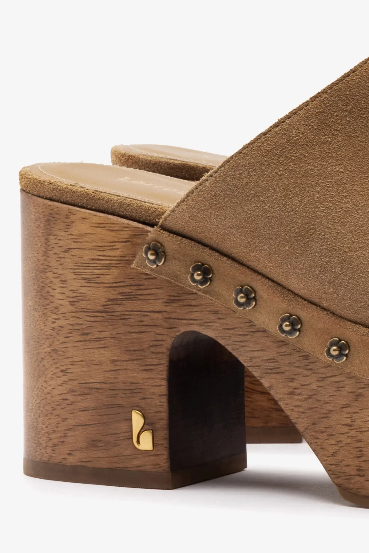 Miso Wooden Platform Clog In Peanut Suede