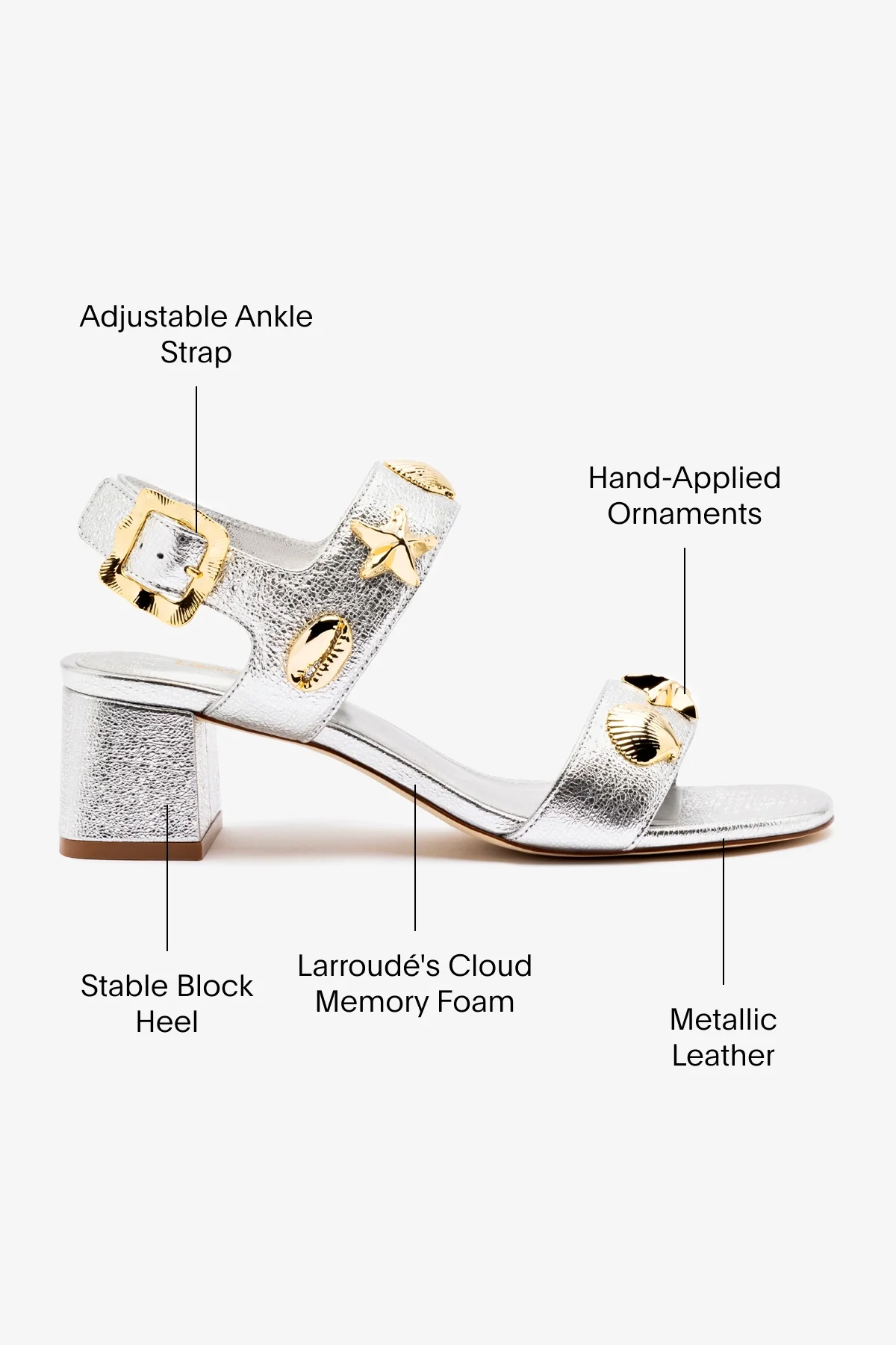 Madison Block In Silver Metallic Leather