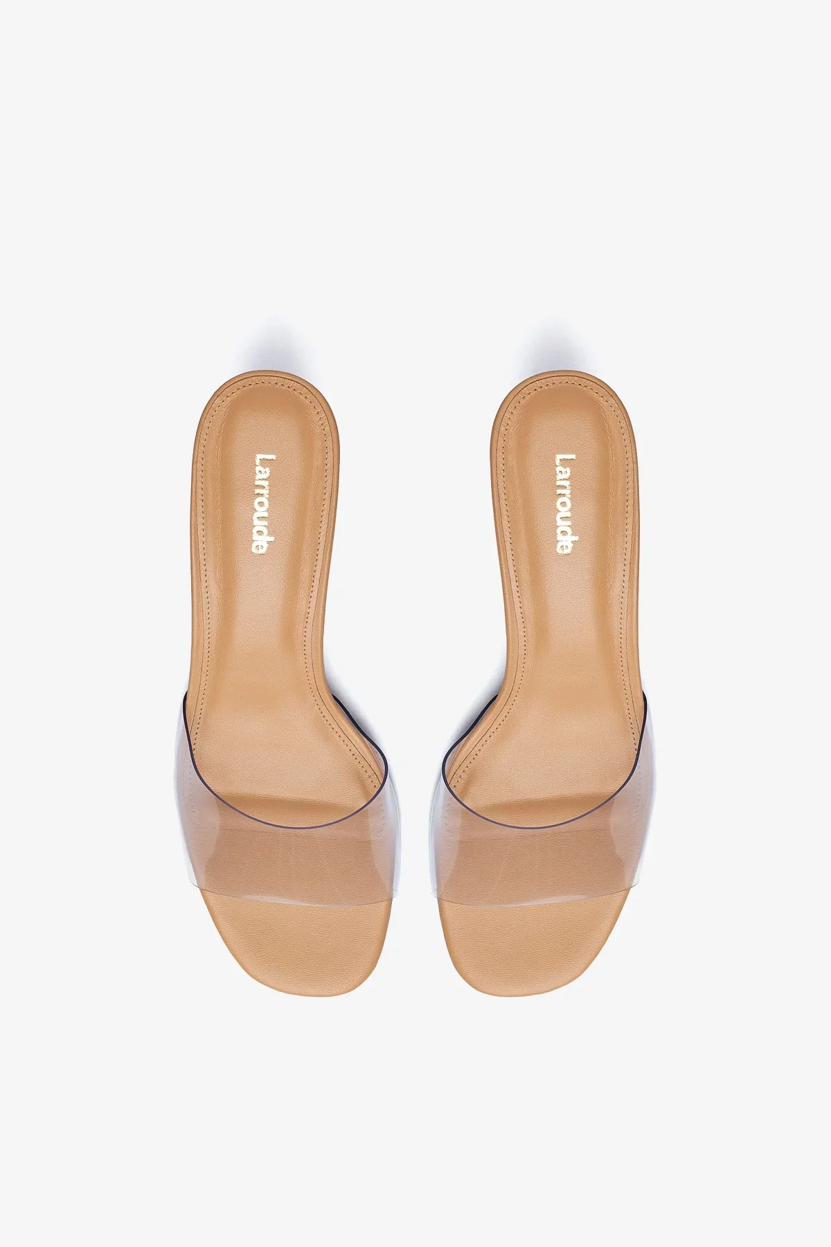 Vivi Lucite Mule In Tan Leather and Vinyl