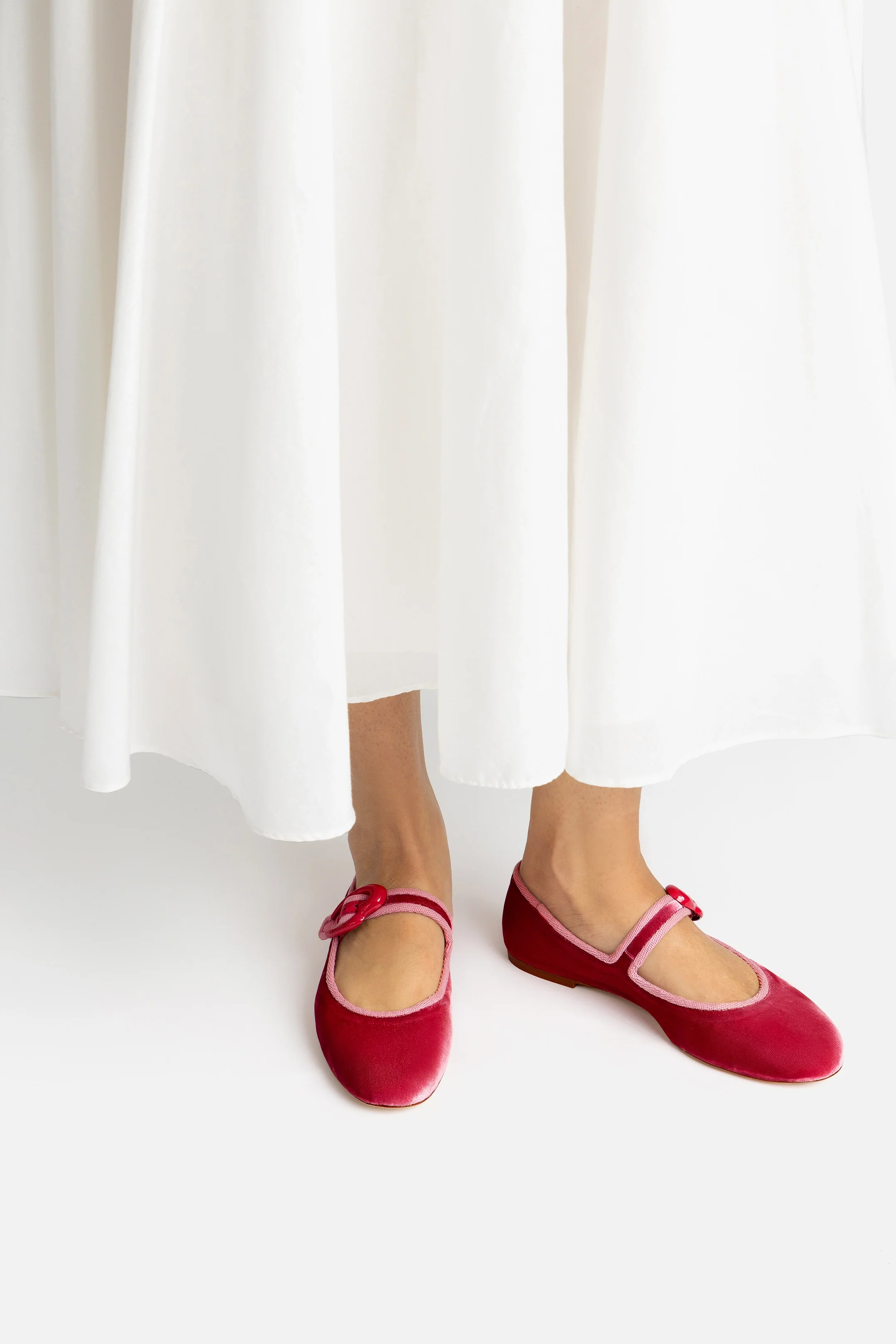 Verona Ballet Flat In Lampone Velvet