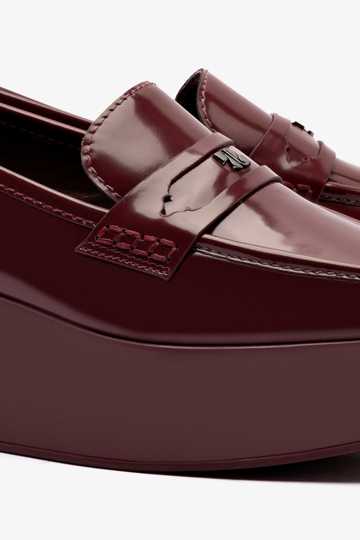 Suki Flatform Loafer In Burgundy Box Leather