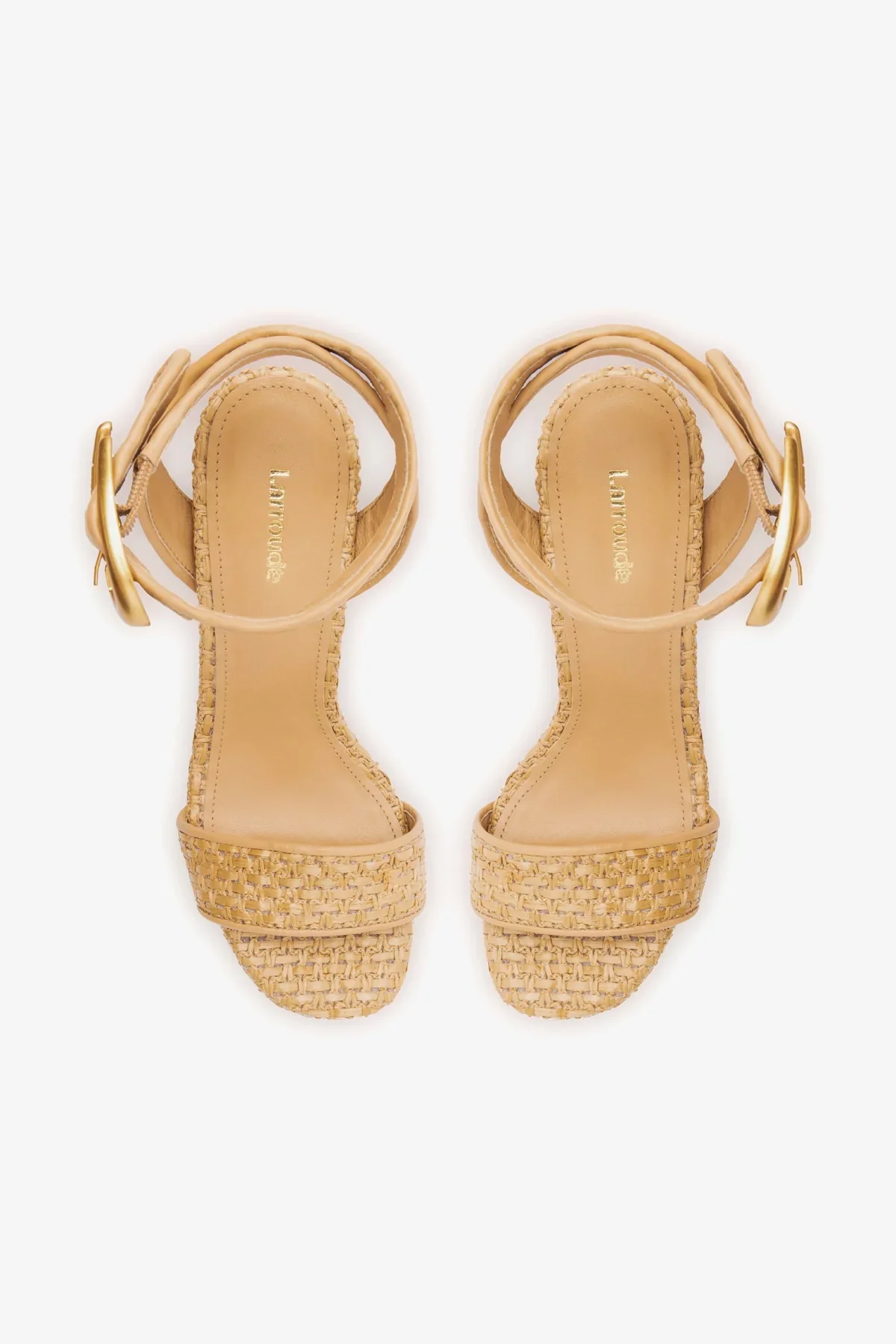 Dolly Verona Sandal In Beige Leather and Natural Raffia