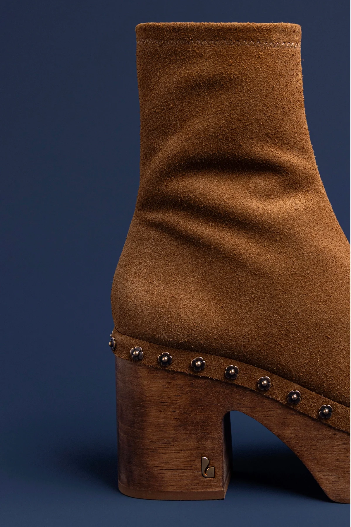 Miso Wooden Platform Boot In Russet Suede