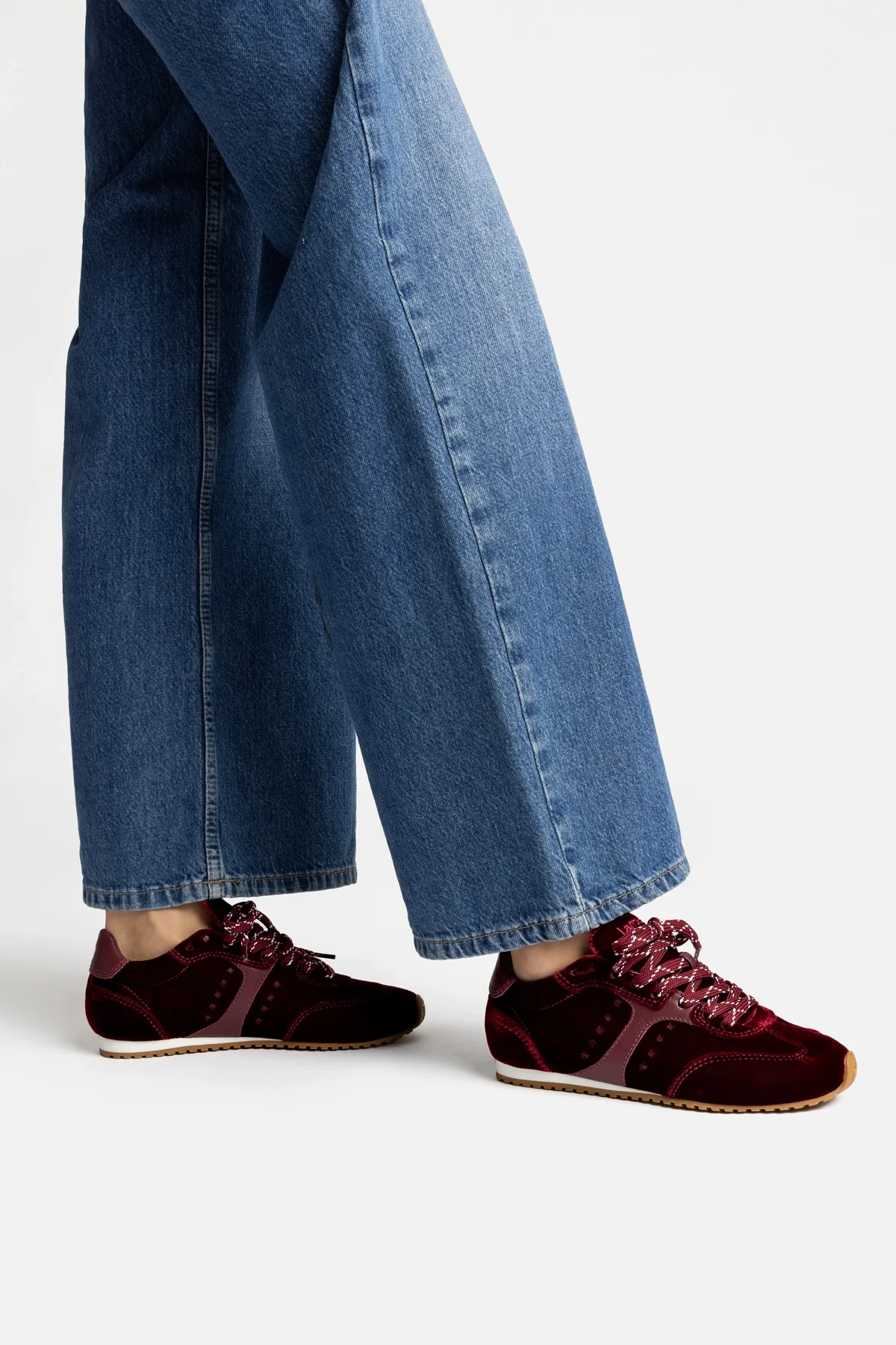 Stella Sneaker In Wine Velvet