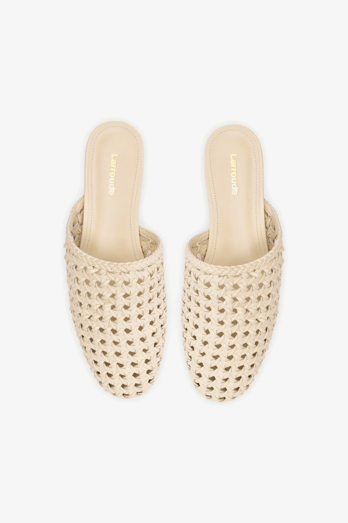Venice Macrame Flat Mule In Ivory Leather
