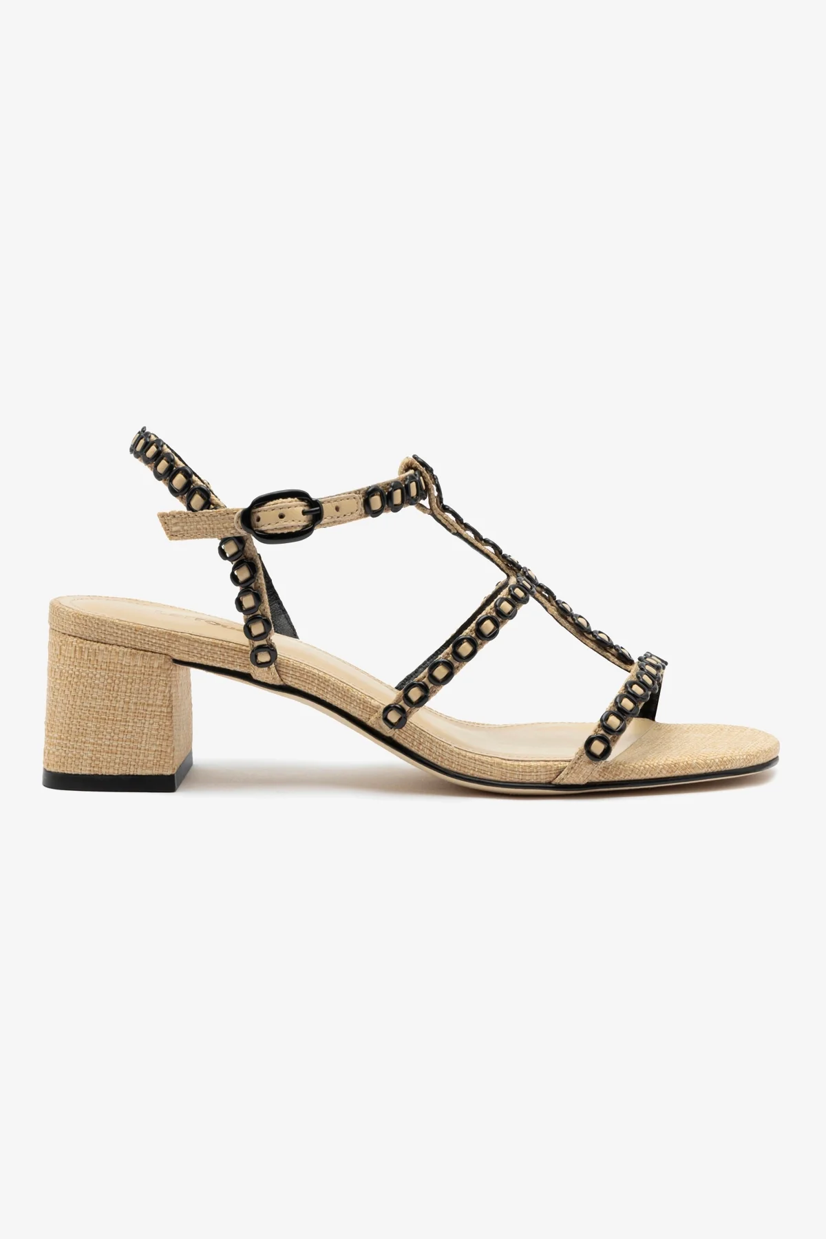 Milanina Block Sandal In Beige Raffia