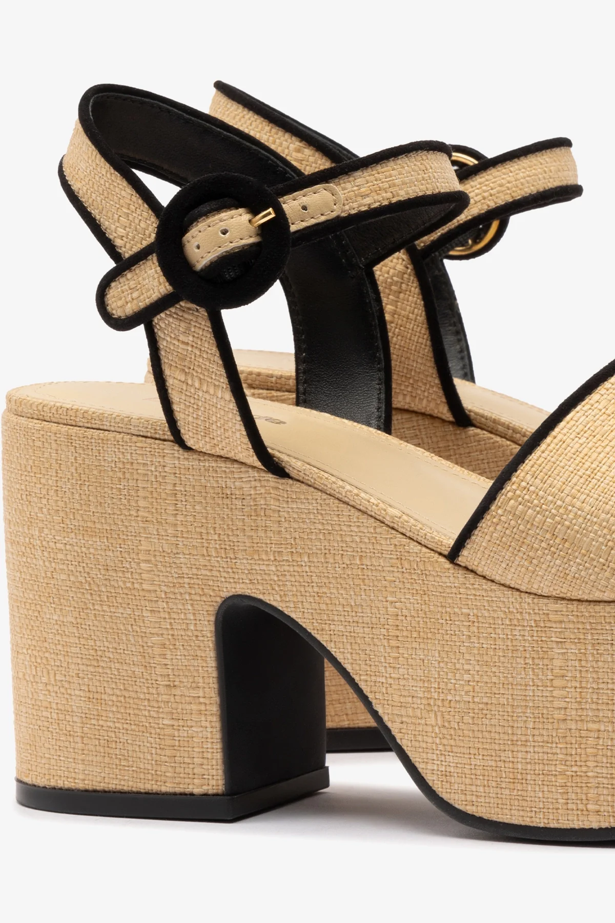 Miso Sandal In Beige Raffia and Black Trimming