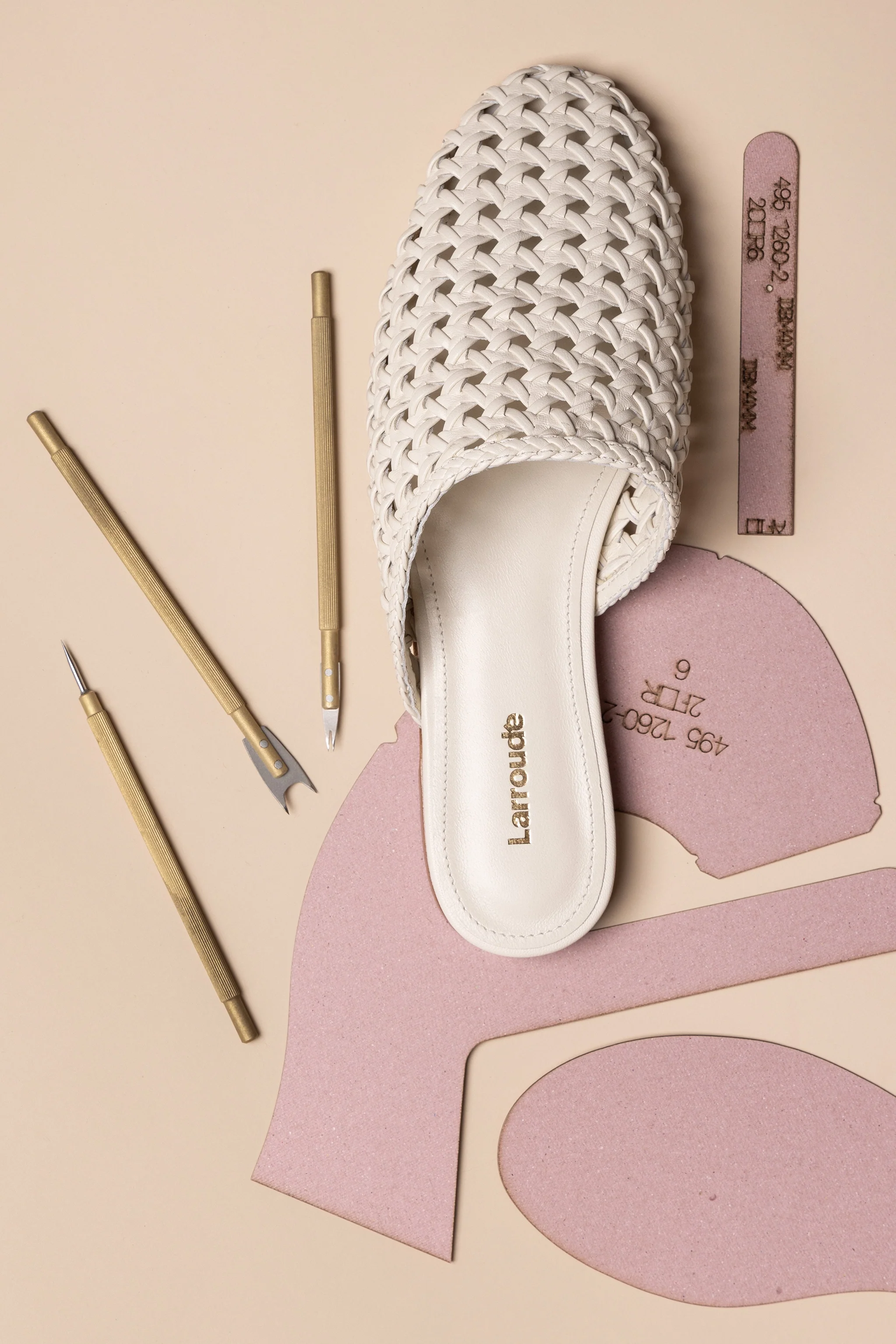 Venice Macrame Flat Mule In Ivory Leather