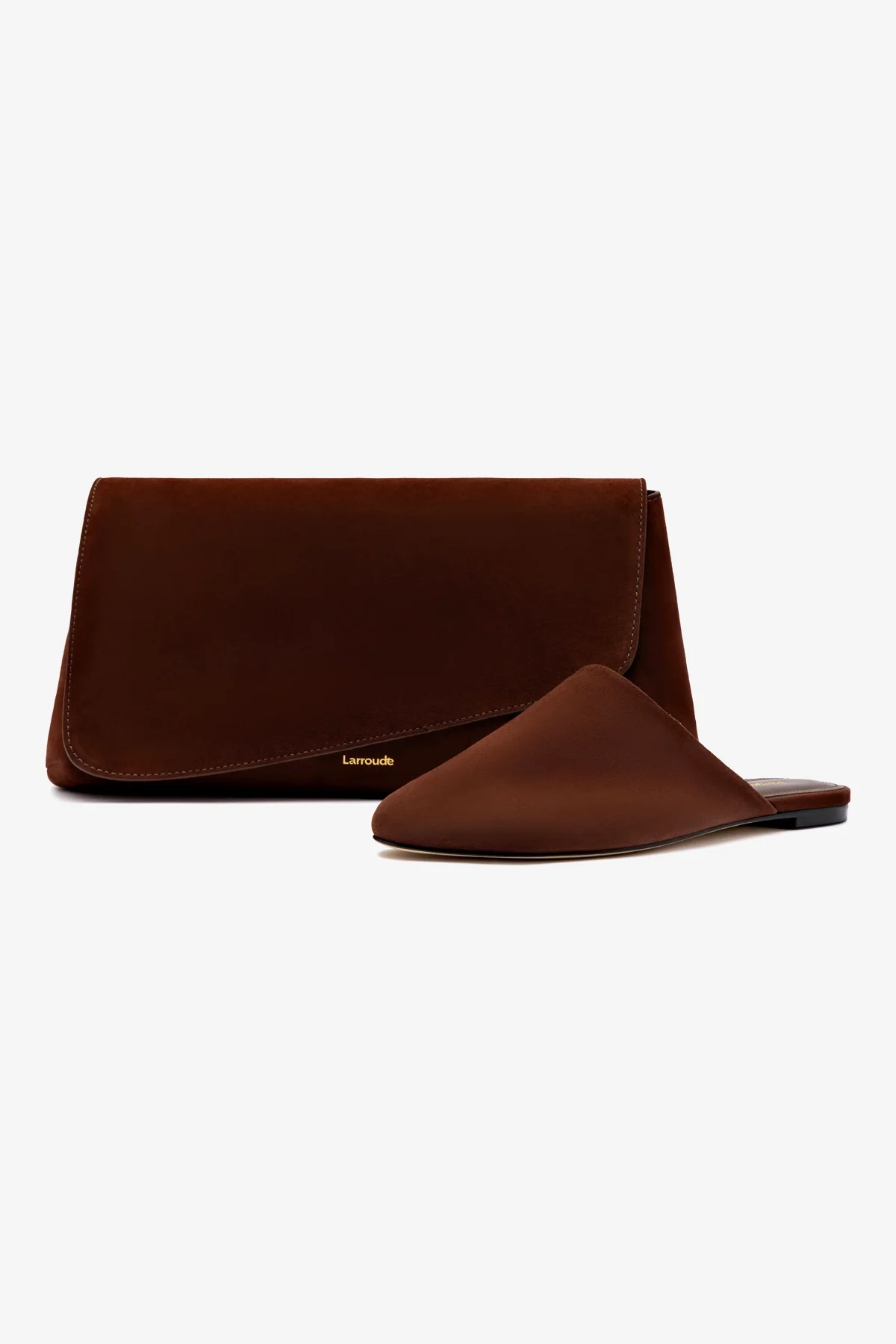 Venice Flat Mule and Pouch Kit In Brown Suede