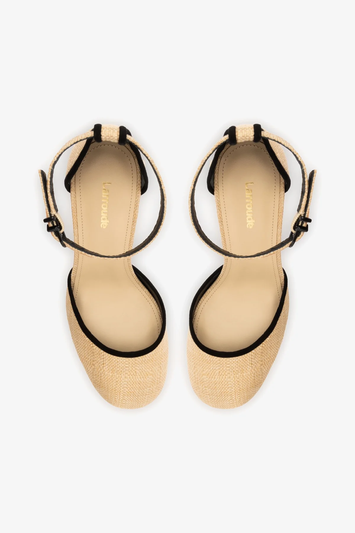 Ari Pump In Beige Raffia and Black Trimming