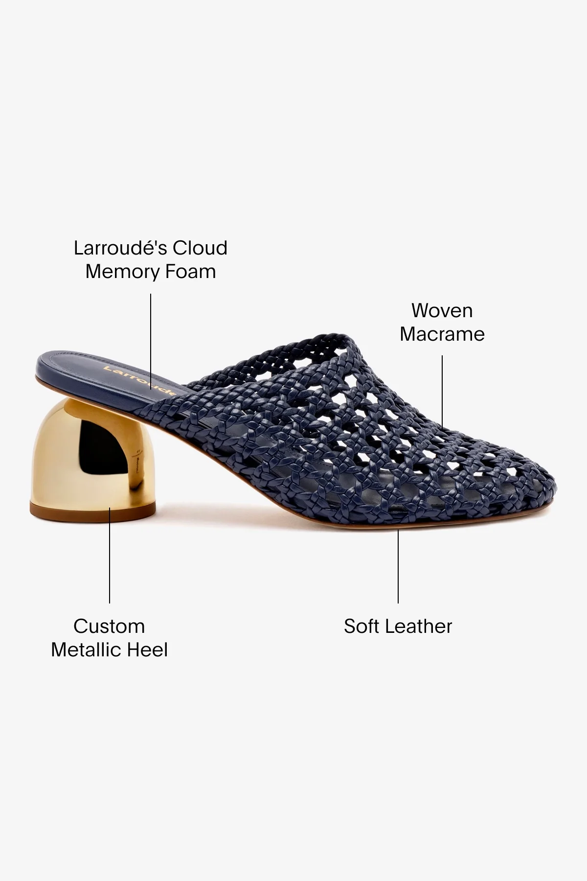 Dew Drop Macrame Mule In Navy Leather