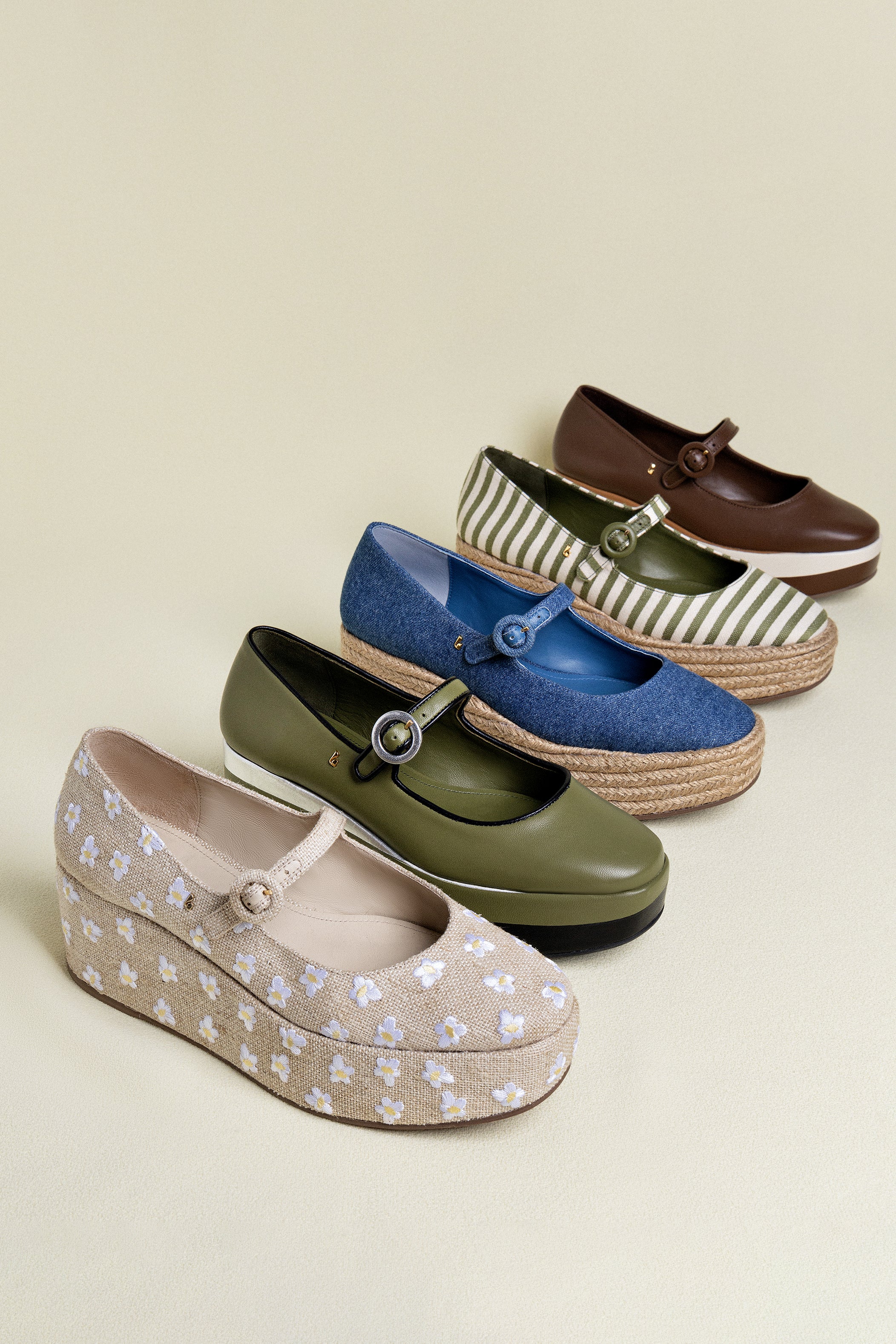 Blair Flatform In Burnt Umber, Biscuit and Ivory Leather