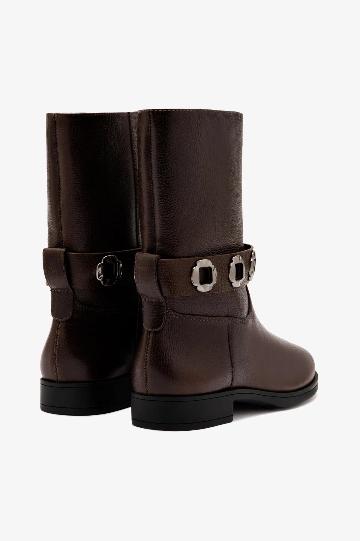 Milan Flat Bootie In Brown Leather