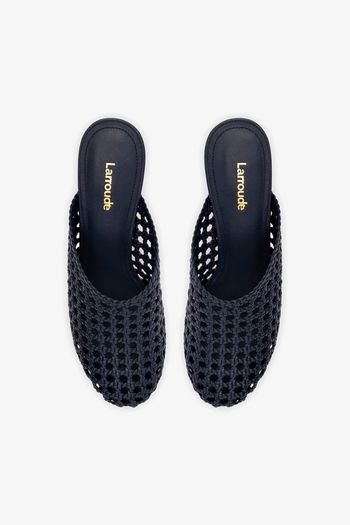 Dew Drop Macrame Mule In Navy Leather