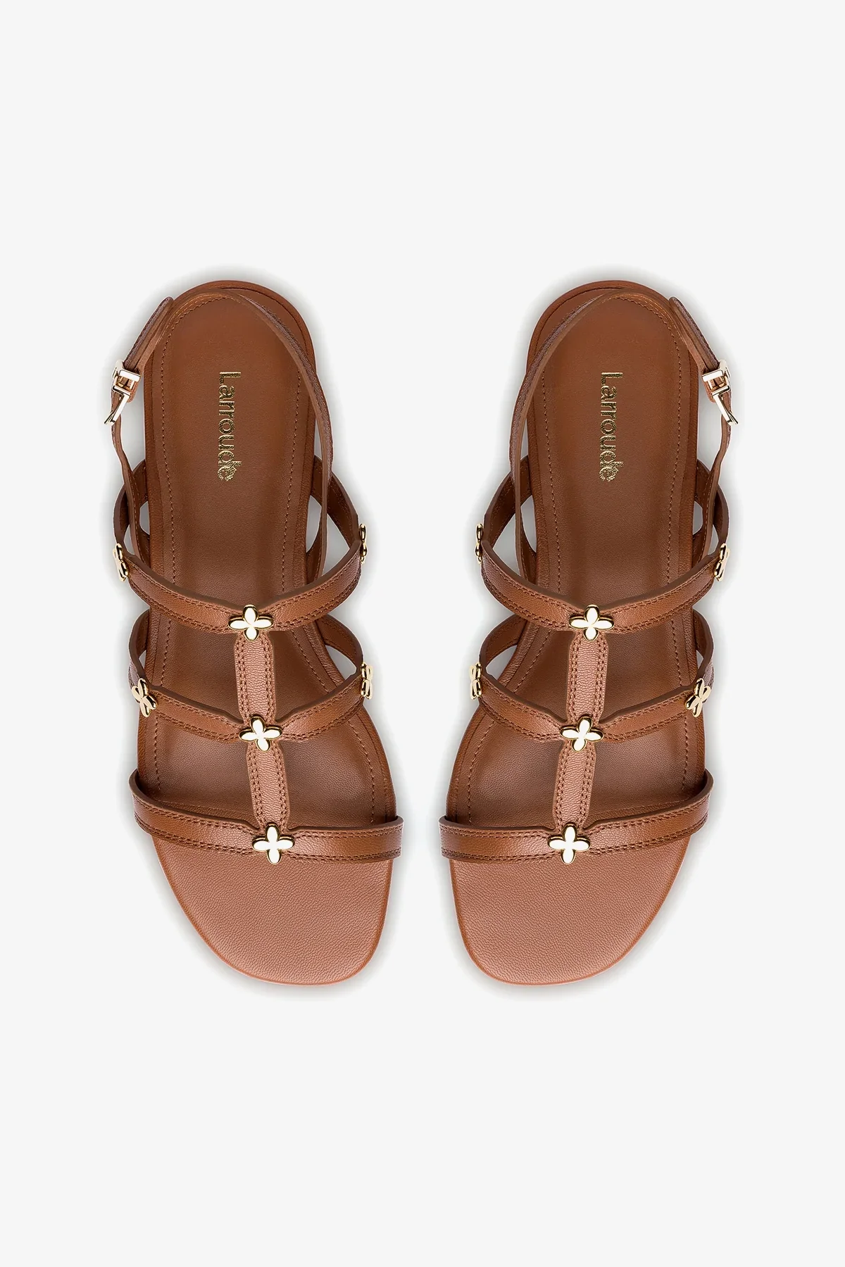 Harmony Flatform Sandal In Caramel Leather