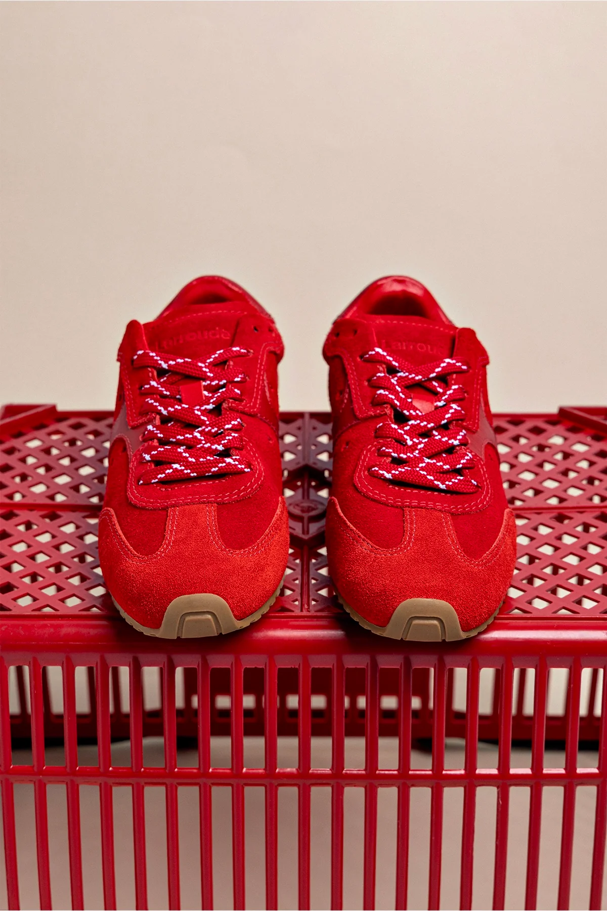 Stella Sneaker In Scarlet Suede and Blood Red Leather