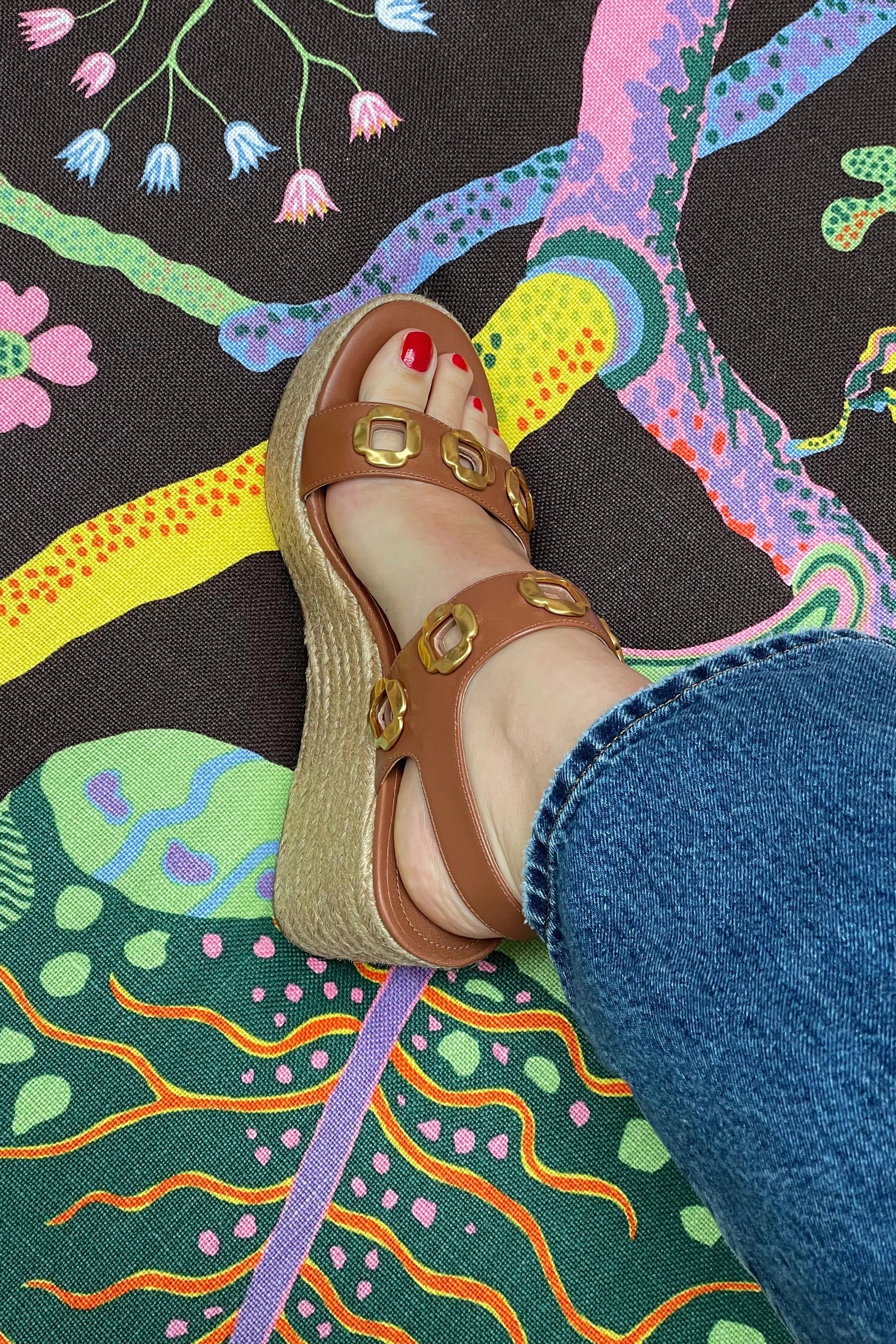 Milan Espadrille In Caramel Leather