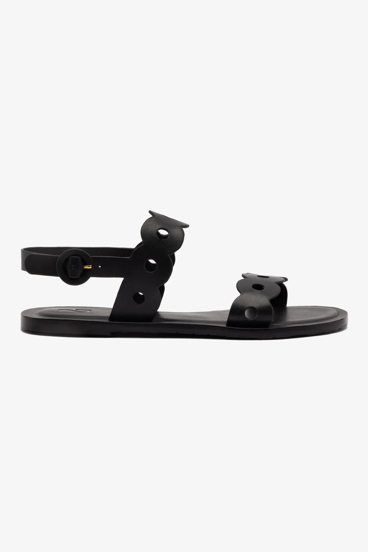 Florence Flat Sandal In Black Leather