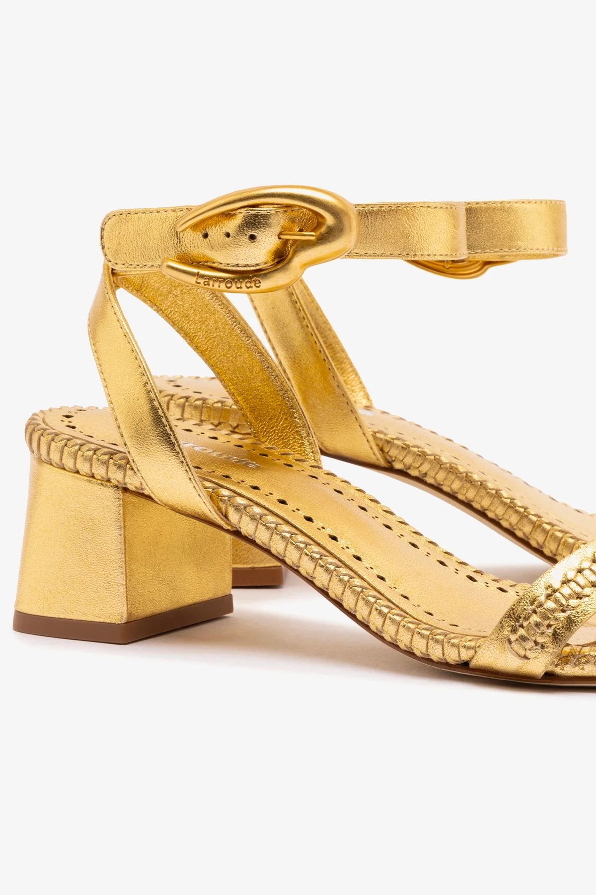 Verona Block Sandal In Gold Metallic Leather